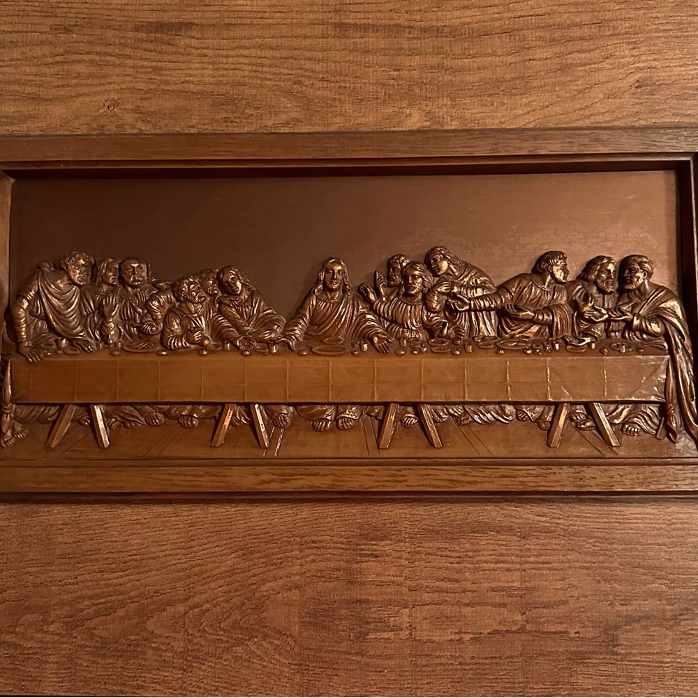 Vintage 70's Coppercraft Guild The Last Supper 3D Framed Christian Wall Plaque